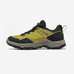 Buty turystyczne męskie Quechua MH100 wodoodporne. Brązowe buty trekkingowe męskie QUECHUA, z syntetyku, bez zapięcia, outdoorowe. Za 229.99 zł.