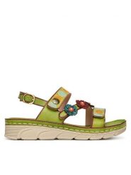 Laura Vita Sandały Dorry 18 Zielony. Zielone sandały damskie Laura Vita, bez wzorów, ze skóry, bez obcasa, na płaskiej podeszwie. Za 389.99 zł.