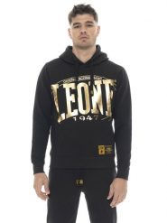 Męska zimowa bluza z kapturem z dużym złotym logo Leone 1947. Czarne bluzy sportowe męskie LEONE 1947 APPAREL, na zimę, m, z bawełny. Za 324.17 zł.