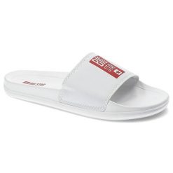 Klapki damskie Big Star, z lekkiego tworzywa syntetycznego z szerokim paskiem na podbiciu oraz profilowaną podeszwą, białe, FF274A365. Białe klapki damskie Big Star, bez wzorów, z syntetyku, bez obcasa. Za 59.99 zł.
