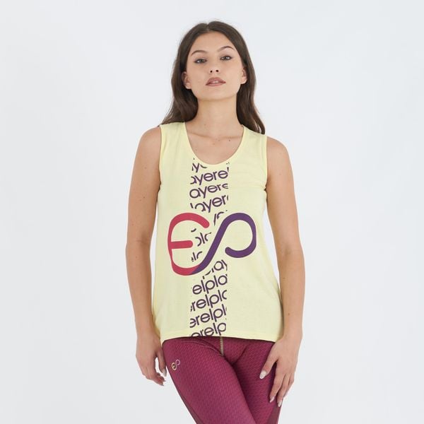 Koszulka treningowa bez rękawów BUBLE damska. Żółte bluzki sportowe damskie ELPLAYER, bez wzorów, z bawełny, bez ramiączek. Za 48.00 zł.