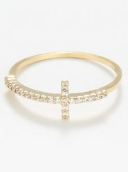 OR ÉCLAT Złoty pierścionek "Croix vérité" z cyrkoniami rozmiar: 56. Żółte pierścionki damskie Or Éclat, z cyrkonią, złote. Za 695.99 zł.