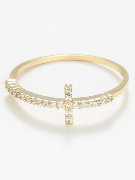 OR ÉCLAT Złoty pierścionek "Croix vérité" z cyrkoniami rozmiar: 56. Żółte pierścionki damskie Or Éclat, z cyrkonią, złote. Za 695.99 zł.