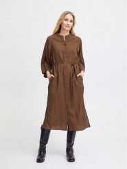 Fransa Sukienka koszulowa 20612435 Brązowy Relaxed Fit. Brązowe sukienki damskie Fransa, xl, bez wzorów, z wiskozy, bez kołnierzyka, bez ramiączek, koszulowe. Za 189.99 zł.