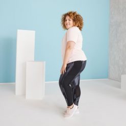 Legginsy fitness damskie Domyos. Czarne legginsy damskie DOMYOS, l, bez wzorów, z elastanu. Za 79.99 zł.