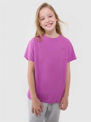4F T-shirt oversize gładki dziewczęcy - fioletowy 164 (13-14 lat). Fioletowe koszulki dziewczęce 4f, bez wzorów, z bawełny, bez ramiączek. Za 29.99 zł.