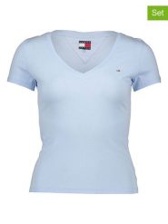 TOMMY JEANS Koszulki (2 szt.) w kolorze białym i błękitnym rozmiar: XL. Białe t-shirty damskie Tommy Jeans, xl, bez wzorów, z bawełny, bez kołnierzyka. Za 144.95 zł.