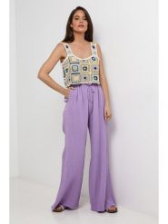 Lin Passion Lniane spodnie w kolorze fioletowym rozmiar: 34/36. Różowe spodnie materiałowe damskie Lin Passion, bez wzorów, ze lnu, klasyczne, z standardowym stanem. Za 108.99 zł.