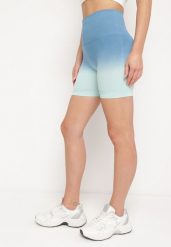 Niebieskie Szorty Kolarki Sportowe przed Kolano z Szeroką Gumą w Pasie Lavinna. Niebieskie spodenki sportowe damskie Born2be, s, z gumy. Za 39.99 zł.