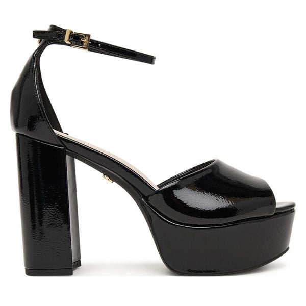 Sandały Buffalo. Czarne sandały damskie Buffalo, bez wzorów, bez obcasa, na słupku. Za 389.99 zł.