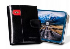 Portfel skórzany Peterson [D] PTN 22311L-VT-E czarny. Czarne portfele męskie Peterson, bez wzorów, ze skóry. Za 106.99 zł.