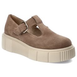 Brązowe Półbuty Armodo Zamszowe Buty Damskie Na Platformie. Brązowe półbuty damskie Armodo, bez wzorów, z materiału, eleganckie, bez obcasa, na platformie. Za 319.00 zł.