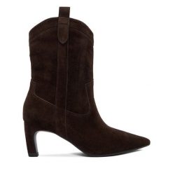 Botki GINO ROSSI. Brązowe botki damskie Gino Rossi, bez obcasa, na słupku, bez zapięcia. Za 329.99 zł.