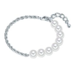 Lulu & Jane Mosiadz Sztuczna perła Bransoletki 1 ct Damski. Białe bransoletki damskie Lulu & Jane, srebrne. Za 79.99 zł.