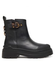 PINKO Botki Mia 21 SD0409 P001 Czarny. Czarne botki damskie Pinko, ze skóry, bez obcasa, na płaskiej podeszwie, bez zapięcia. Za 1,179.00 zł.