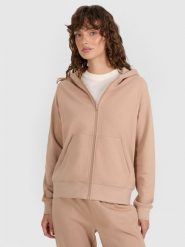 4F Bluza dresowa rozpinana z kapturem damska - beżowa XS. Brązowe bluzy z kapturem damskie 4f, uniwersalny, z bawełny. Za 159.99 zł.