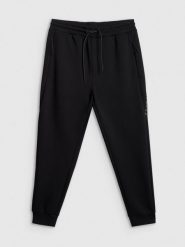 4F Spodnie dresowe joggery męskie - czarne L. Czarne spodnie dresowe męskie 4f, bez wzorów, z dresówki. Za 159.99 zł.