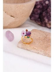 Pierres delicates Pozłacany pierścionek z ametystami i cyrkoniami rozmiar: onesize. Żółte pierścionki damskie Pierres delicates, z ametystem, pozłacane. Za 104.64 zł.