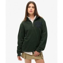 Koszulka z kapturem Henley w stylu vintage. Zielone bluzki sportowe damskie Superdry., bez wzorów, bez ramiączek. W wyprzedaży za 356.20 zł.