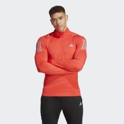 Bluza Own the Run 1/4 Zip Long Sleeve. Czerwone bluzy bez kaptura męskie Adidas, l, z materiału. Za 299.00 zł.