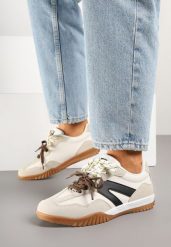 Beżowe Sneakersy Klasyczne Tenisówki z Dodatkowym Sznurowaniem Nilarisea. Brązowe trampki i tenisówki damskie Born2be, bez wzorów, z jeansu. Za 89.99 zł.