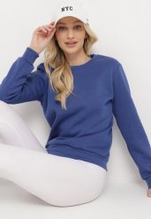 Niebieska Bluza Sotear. Niebieskie bluzy bez kaptura damskie Born2be, l, z dzianiny. Za 34.99 zł.
