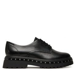 Oxfordy Tamaris. Czarne półbuty damskie Tamaris, bez wzorów, bez obcasa. Za 279.99 zł.