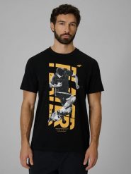 4F T-shirt regular z nadrukiem męski - czarny XL. Czarne t-shirty męskie 4f, m, bez wzorów, z bawełny, bez kołnierzyka. Za 69.99 zł.