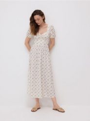 Sukienka maxi - wielobarwny. Sukienki damskie Reserved, l, bez wzorów, z dzianiny, bez kołnierzyka, bez ramiączek, maxi. Za 139.99 zł.
