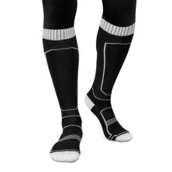 Skarpety narciarskie z wełny Sporty zimowe Siroko Ultimate GLIDE B&W. Czarne skarpetki damskie SIROKO, bez wzorów, z wełny. Za 127.00 zł.