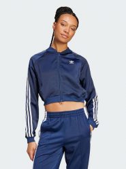 Adidas Bluza "Originals Adicolor Satin" w kolorze granatowym rozmiar: XXS. Niebieskie bluzy bez kaptura damskie Adidas, xxs. Za 147.65 zł.