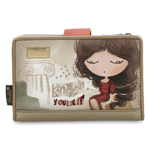 Beżowy Damski Elegancki Portfel Anekke. Brązowe portfele damskie Anekke, bez wzorów. Za 179.00 zł.