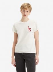 Levi's Koszulka w kolorze kremowym rozmiar: XS. Brązowe bluzki damskie Levi's, s, bez wzorów, z bawełny, bez kołnierzyka, bez ramiączek. Za 65.85 zł.