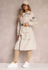 Beżowy Płaszcz z Regulacją Długości Aavya. Brązowe płaszcze damskie Renee, xl, z aplikacjami, eleganckie. Za 119.99 zł.