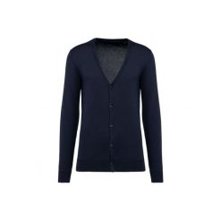 Kardigan suprima Kariban Premium. Niebieskie kardigany męskie KARIBAN, m, bez wzorów, z bawełny, eleganckie, bez kołnierzyka. Za 251.00 zł.