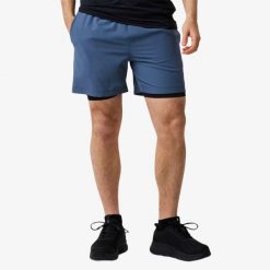 Szorty treningowe Trening Męska Swedemount Core 2-In-1 Shorts szybkoschnące. Niebieskie szorty męskie SWEDEMOUNT, bez kołnierzyka. Za 169.99 zł.