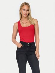 ONLY Top Lea 15278090 Czerwony Regular Fit. Czerwone topy damskie Only, l, bez wzorów, z syntetyku, bez kołnierzyka. Za 69.99 zł.