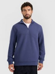 4F Bluza dresowa z dzianiny waflowej męska - granatowa L. Niebieskie bluzy bez kaptura męskie 4f, l, z dresówki. W wyprzedaży za 89.99 zł.