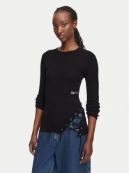 Karl Lagerfeld Jeans Sweter B3W18009 Czarny Slim Fit. Czarne swetry klasyczne damskie Karl Lagerfeld Jeans, l, z jeansu, bez kołnierzyka. Za 549.99 zł.