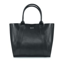 Shopperka skórzana FL30 Serena czarna. Czarne shopper bag damskie Solier, bez wzorów, ze skóry, bez dodatków. Za 299.00 zł.