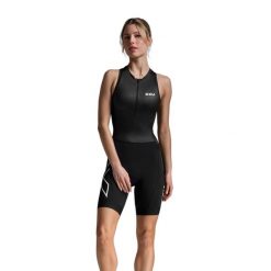 Kombinezon triathlonowy damski 2XU Core. Czarne kombinezony damskie 2XU, m, bez wzorów, sportowe, bez kołnierzyka, bez ramiączek. Za 579.99 zł.