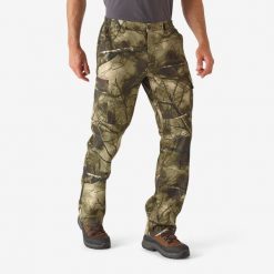 Spodnie myśliwskie Solognac 100 Respi camo treemetic. Brązowe spodnie materiałowe męskie SOLOGNAC, bez wzorów, z bawełny, sportowe. Za 119.99 zł.
