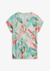T-shirt z miękkiej mieszanki wiskozy. Zielone t-shirty damskie bonprix, bez wzorów, z wiskozy, bez kołnierzyka. Za 82.99 zł.