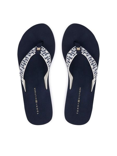 Tommy Hilfiger Japonki Wedge Summer Sandal Mono FW0FW09698 Granatowy. Niebieskie klapki damskie Tommy Hilfiger, bez wzorów, z materiału, bez obcasa. Za 206.99 zł.