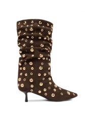 Eva Minge Botki EO-TESS-2117-05 Brązowy. Brązowe botki damskie Eva Minge, ze skóry, bez obcasa, na szpilce, bez zapięcia. Za 429.99 zł.