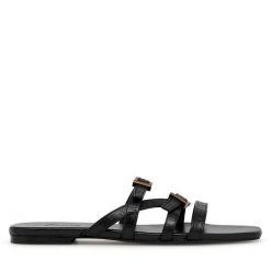 Klapki Gino Rossi. Czarne klapki damskie Gino Rossi, bez wzorów, bez obcasa. Za 229.99 zł.