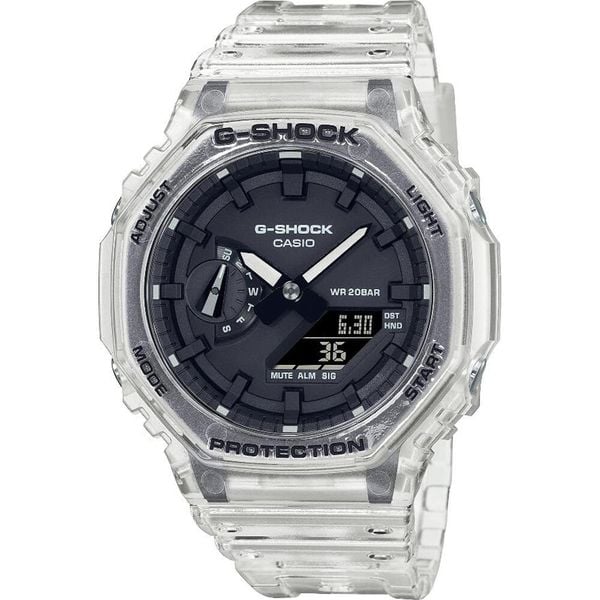 Zegarek męski Casio GA-2100SKE-7AER, Quartz, 45mm, 20ATM. Czarne, cyfrowe zegarki męskie Casio. Za 549.20 zł.