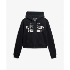 Króka, luźna, zapinana na zamek bluza z kapturem damska Superdry Athletic Essent. Niebieskie bluzy z kapturem damskie Superdry. Za 327.70 zł.