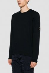 C.P. COMPANY Czarny męski cienki sweter Crew Neck, Rozmiar XXL. Czarne swetry męskie C.P. Company, m, bez wzorów, bez kołnierzyka. W wyprzedaży za 709.99 zł.