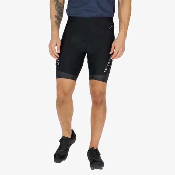 Spodnie rowerowe Męskie Swedemount Giro Bike Short Tights szybkoschnące. Czarne szorty męskie SWEDEMOUNT, bez wzorów, z tkaniny, sportowe. Za 329.99 zł.